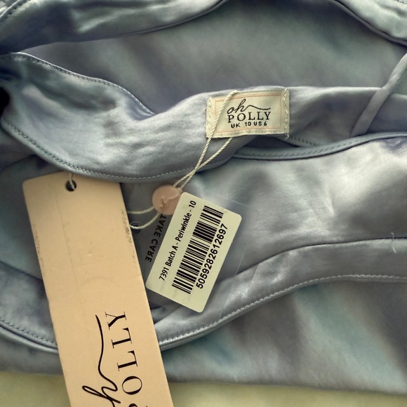 Oh Polly dress 	 SATIN SOFT CUP A-LINE MINI DRESS IN PERIWINKLE - Picture 4 of 5